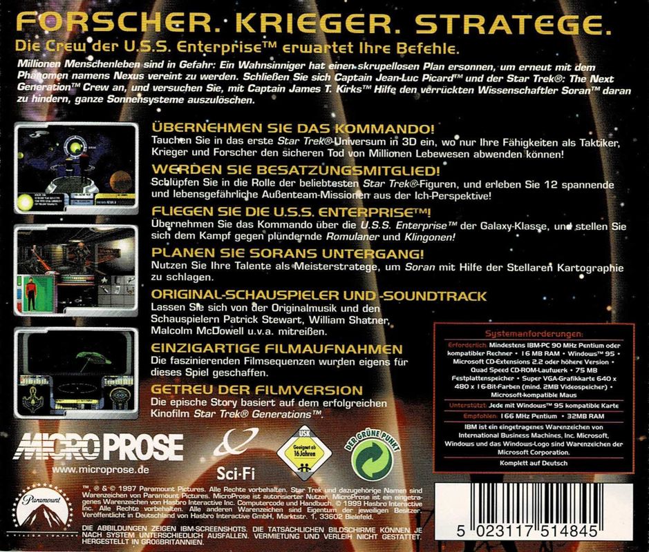 Back Cover for Star Trek: Generations (Windows) (Re-release)